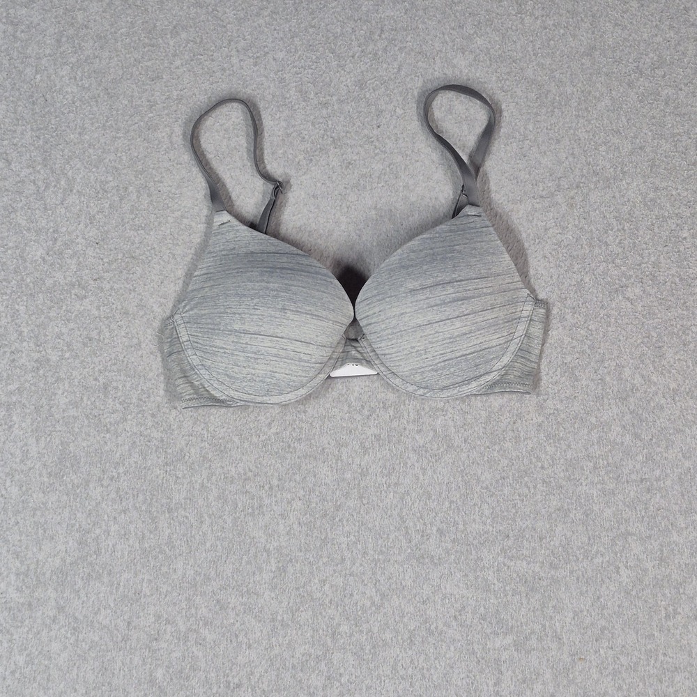 PINK‎ Women Bra 32C Gray Heather Push Up Underwired Knit Strap Adjustable